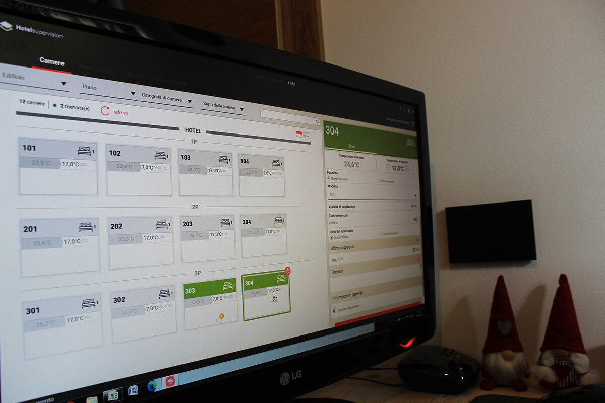 La piattaforma di Hotel Room Management BTicino permette di monitorare in tempo reale la situazione di tutti gli ambienti